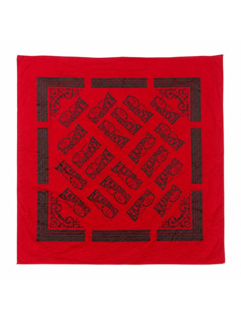 Luckenbach Texas Red Bandana Scarf Black Print Western Souvenir 21x20